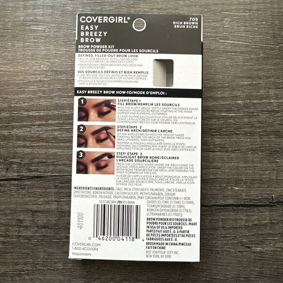 CoverGirl Easy Breezy Brow‎ Powder Kit, Rich Brown 705, 0.14 oz - Picture 4 of 5